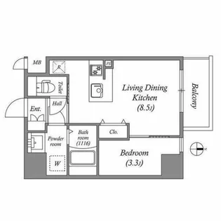 1LDKの間取り画像