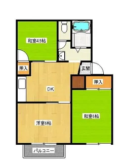 ハーモニー光国【102号室】の間取り