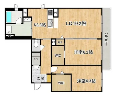 鶴見区緑1丁目築浅賃貸マンション【3号室】の間取り