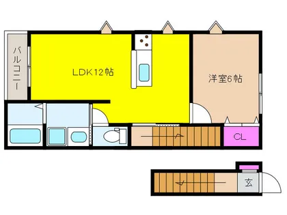 兵庫県神戸市東灘区住吉宮町5丁目【アパート】の間取り