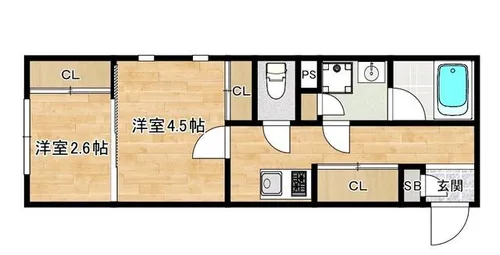 ライフ・モア原B棟【2階】の間取り