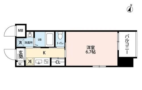 アミュゼ城野【5階】の間取り