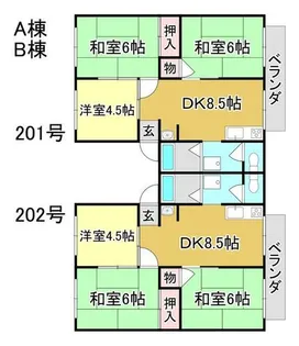 パイランド北泉【A201号室】の間取り