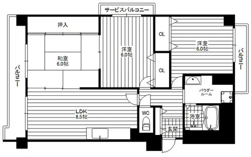 大阪府大阪市浪速区稲荷1丁目【マンション】の間取り