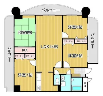 福岡県北九州市小倉南区星和台1丁目【マンション】の間取り