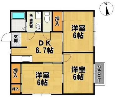 リバーサイド東合川【203号室】の間取り