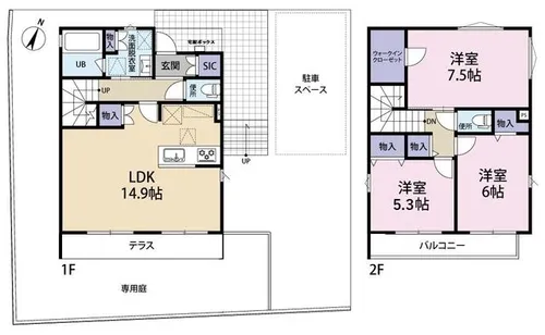 愛知県名古屋市千種区朝岡町3丁目【一戸建】の間取り