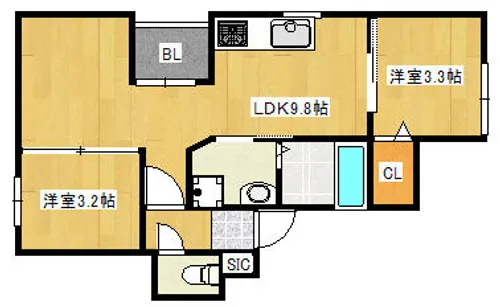 The Ropponmatsu【101号室】の間取り
