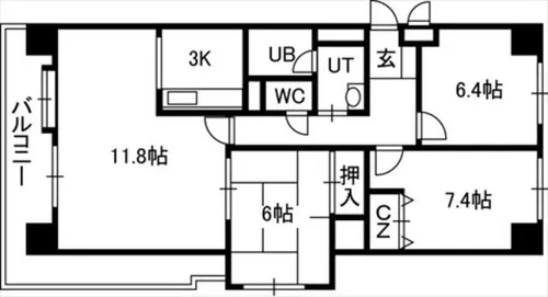 アルファスクエア円山【607号室】の間取り