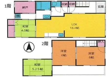 愛知県海部郡蟹江町南2丁目【一戸建】の間取り