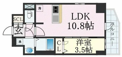 1LDKの間取り画像