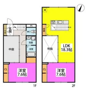 福岡県大野城市筒井4丁目【テラスハウス】の間取り