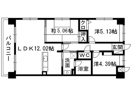 ラフィーネ到津学園通り【1108号室】の間取り