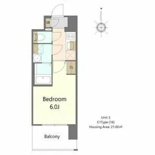 インザライフ大阪EAST RESIDENCE【15階】の間取り