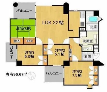 ベルメゾン昭代【5階】の間取り