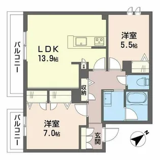 シャーメゾン往還Ⅱ【205号室】の間取り