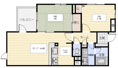 2LDKの間取り画像