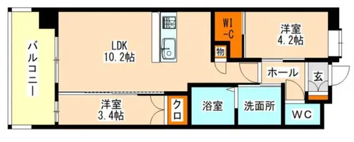 トラストビル姪浜南【3階】の間取り
