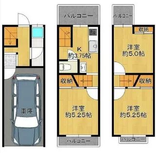 大阪府大阪市城東区関目2丁目【一戸建】の間取り