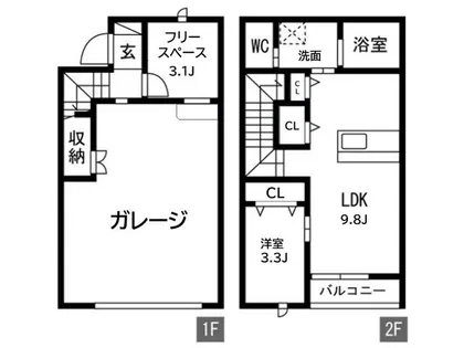 愛知県名古屋市名東区猪子石原3丁目【タウンハウス】の間取り