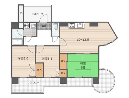 福岡県北九州市若松区白山2丁目【マンション】の間取り