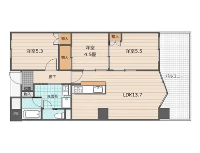 福岡県北九州市若松区白山2丁目【マンション】の間取り