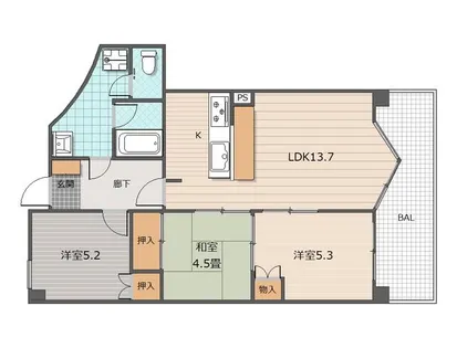 福岡県北九州市若松区白山2丁目【マンション】の間取り