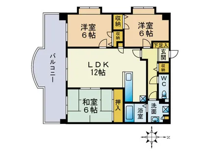 カーサ博多の森Ⅱ【201号室】の間取り