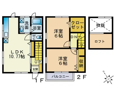 アビオン空港前B【106号室】の間取り