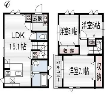 京都府宇治市六地蔵町並【一戸建】の間取り