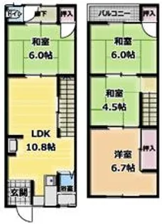 大阪府泉南市樽井5丁目【テラスハウス】の間取り