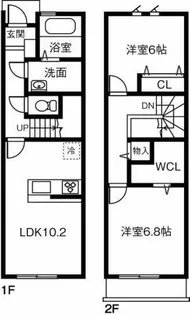 愛知県名古屋市名東区つつじが丘【テラスハウス】の間取り