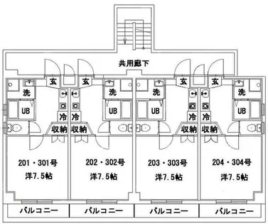バウハウス蔦町【201号室】の間取り