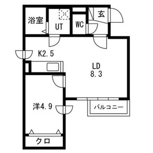 ワイスハイム琴似【4階】の間取り