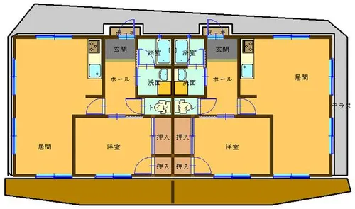 福岡県北九州市門司区清滝3丁目【テラスハウス】の間取り