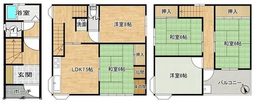 大阪府大阪市平野区加美東6丁目【一戸建】の間取り