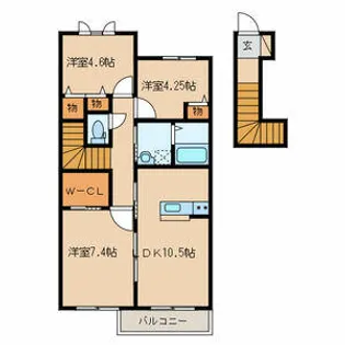 メゾン上方B棟【2階】の間取り