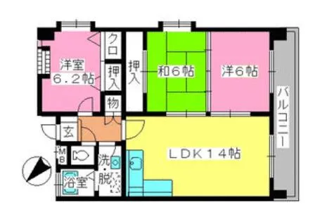 福岡県福岡市博多区東那珂1丁目【マンション】の間取り