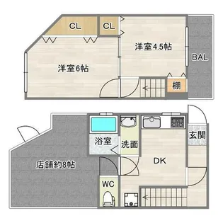 大阪府大阪市東住吉区南田辺3丁目【一戸建】の間取り
