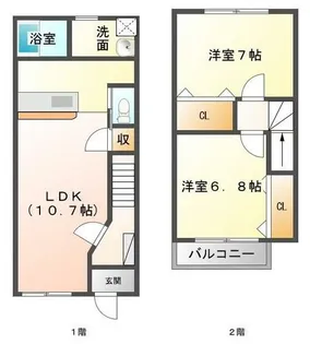 セントラルビレッジ新町【1B号室】の間取り