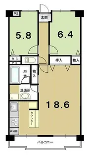 京都府宇治市木幡熊小路【マンション】の間取り