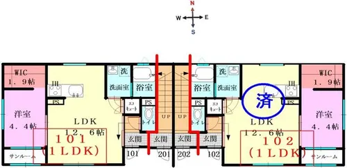 パームス夢月・橋立通り【101号室】の間取り