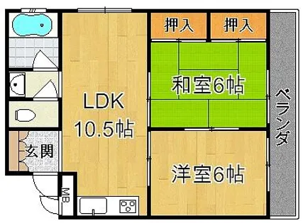 第2千寿ハイツ【2階】の間取り