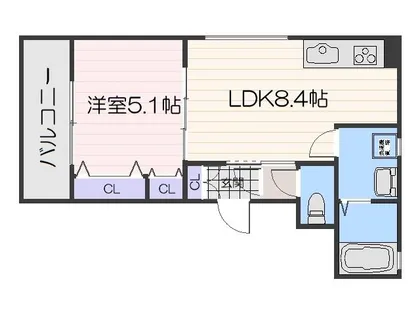 クリエオーレ猪名寺【2階】の間取り