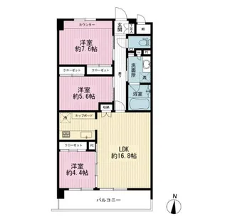福岡県福岡市早良区西新7丁目【マンション】の間取り