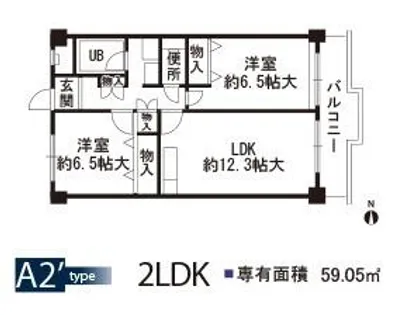ワカイシビック第2ハイツ【405号室】の間取り