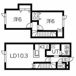 北海道札幌市手稲区曙十二条2丁目【テラスハウス】の間取り