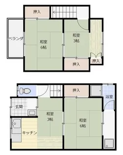 大阪府豊中市島江町2丁目【テラスハウス】の間取り