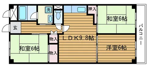 大阪府吹田市五月が丘西【マンション】の間取り
