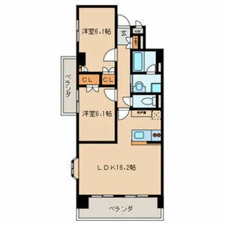 アンバーサルM【201号室】の間取り